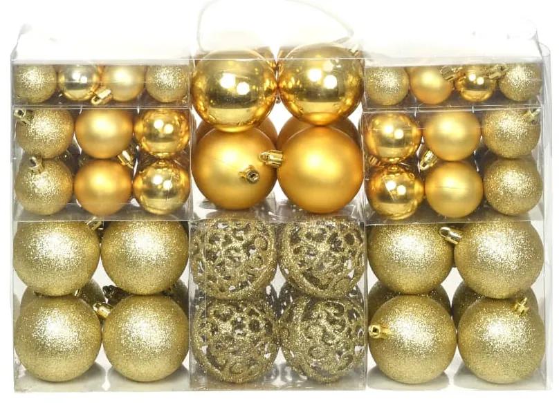 Set globuri de Craciun 100 de piese, 3 4 6 cm, auriu 100, Auriu