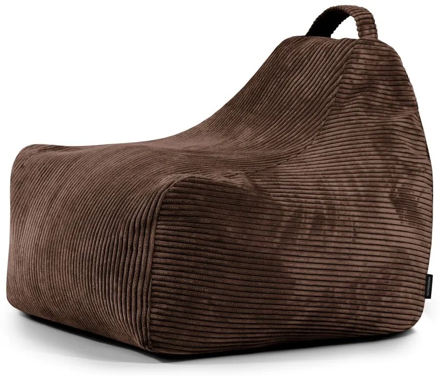 Fotoliu puf pentru copii maro închis cu tapițerie din catifea reiată Game Amuse – SLOWDOWN