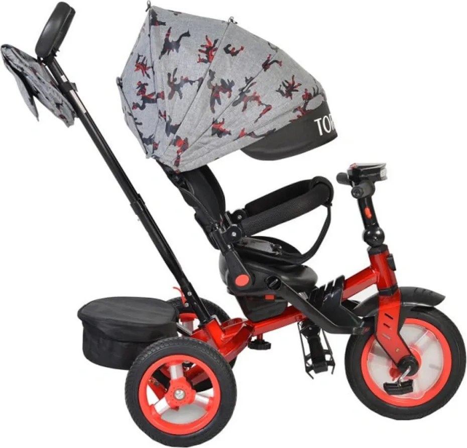 Tricicleta cu copertina Novokids™ Tornado , Cu melodii si lumini, Roti gonflabile din cauciuc, Pozitie somn, Scaun reversibil cu rotire 360 grade ,