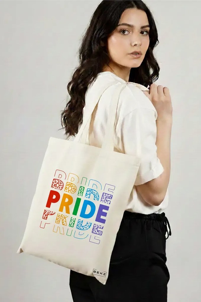 Sacosa de Panza pentru Cumparaturi, Geanta Tote, model Pride 1 38 x 34.5 cm, Alba, BEKZ®