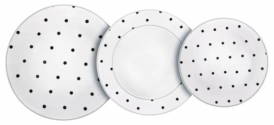 Banquet 18-piese set de luat masa Black Dots