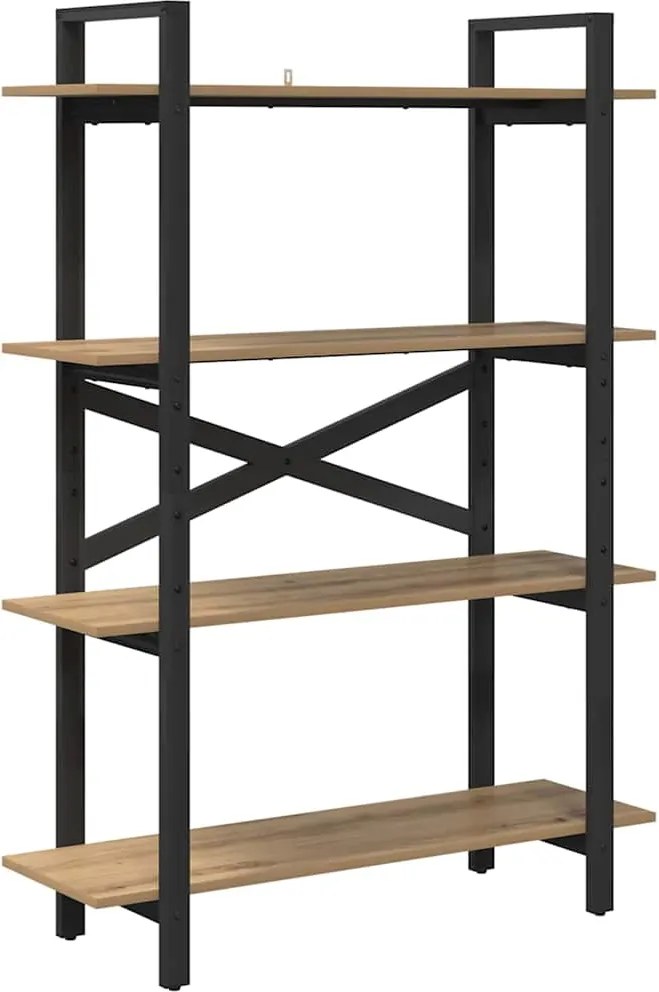 vidaXL Raft pentru cărți Stejar Artizanal 100 x 33,5 x 140 cm