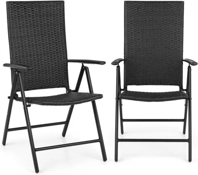 Blumfeldt Estoril, scaun de gradină, polyratan, aluminiu, 7 niveluri, pliabil, negru