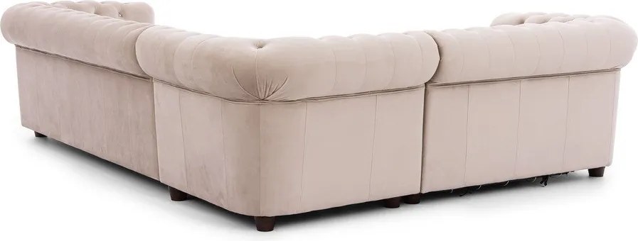 Colțar bej extensibil cu tapițerie din catifea (cu colț pe partea stângă/în formă de ”L”) York Blik – Ropez