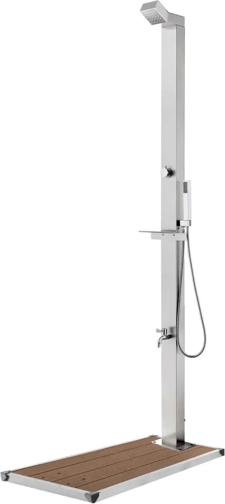 vidaXL Duș de grădină cu bază maro, 225 cm, oțel inoxidabil