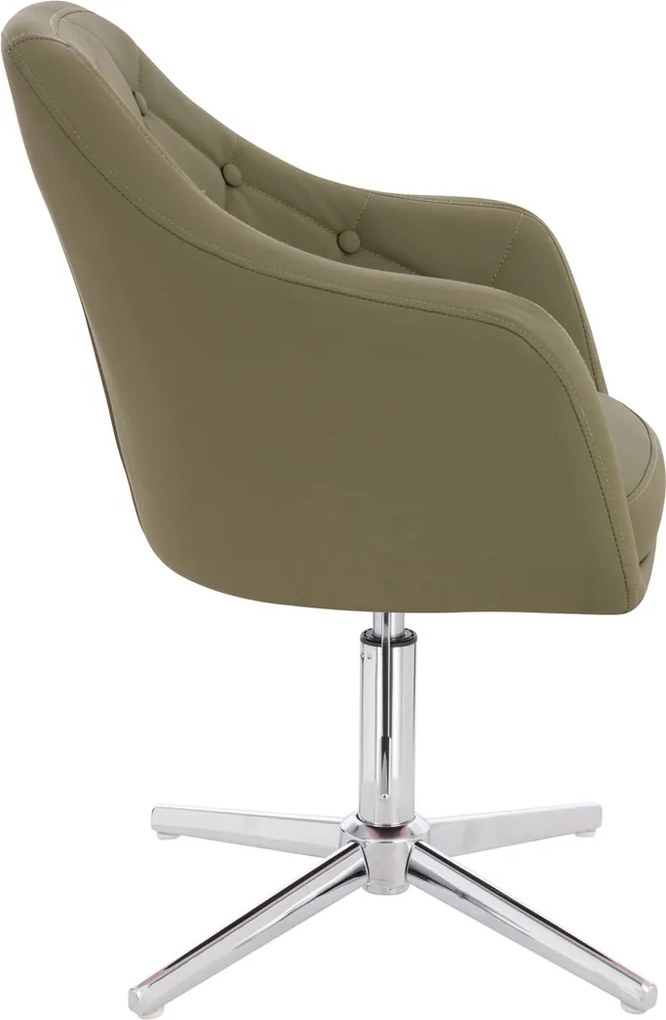 HR831CROSS Scaun Khaki Piele Ecologica Premium Soft cu Bază Cromata