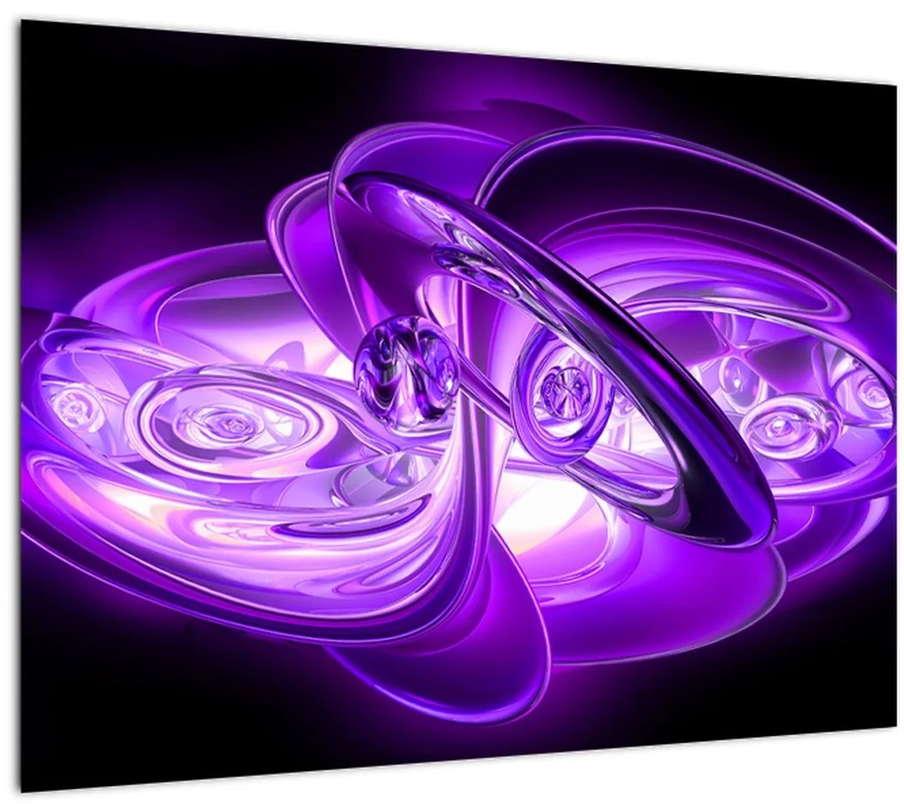 Tablou pe sticlă fractalilor în violet (70x50 cm)