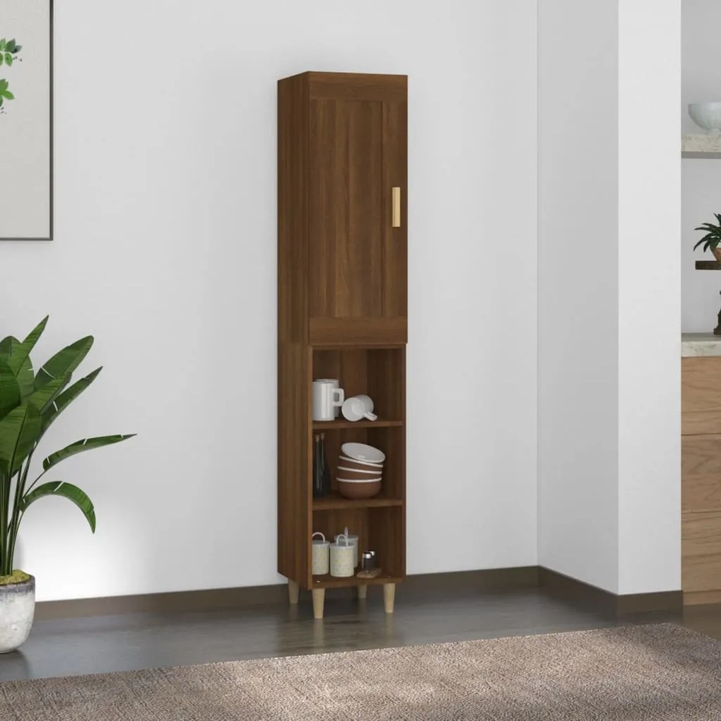 3115491 vidaXL Dulap înalt,Stejar brun, 35x34x180 cm, lemn compozit