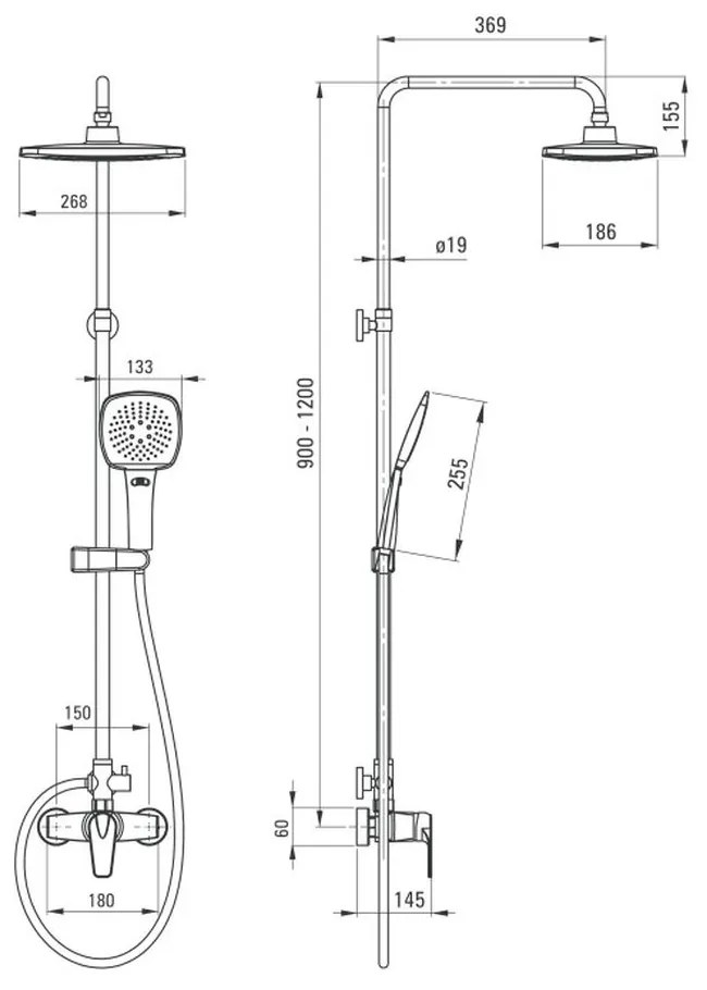 Coloana de dus culoare crom Deante, Peonia 2