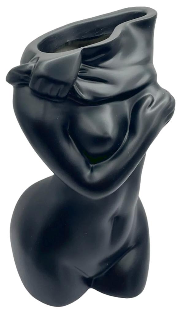 Vaza ceramica WOMAN BODY, Negru, 18cm