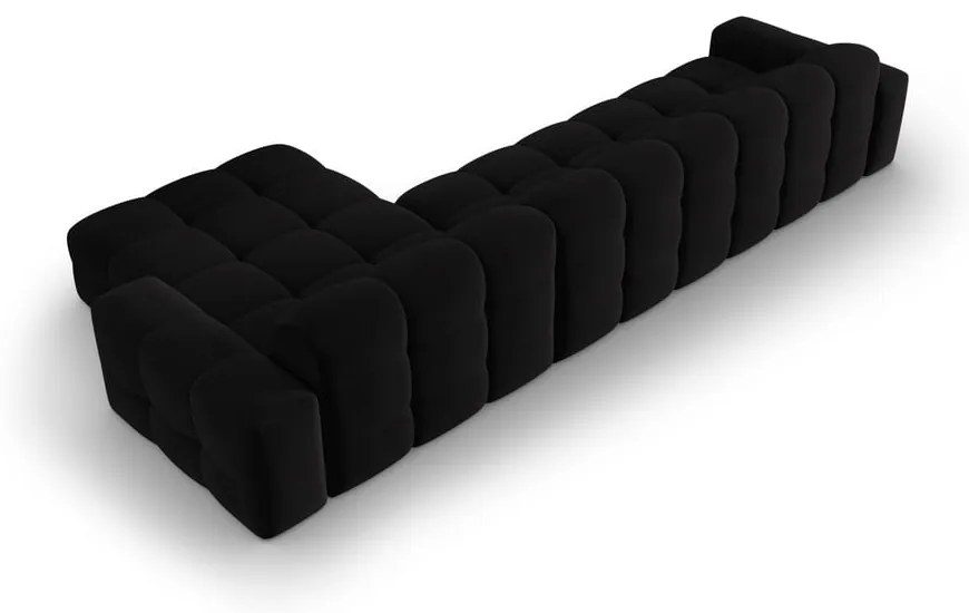 Colțar negru cu tapițerie din catifea (pe partea dreaptă) Kendal – Micadoni Home