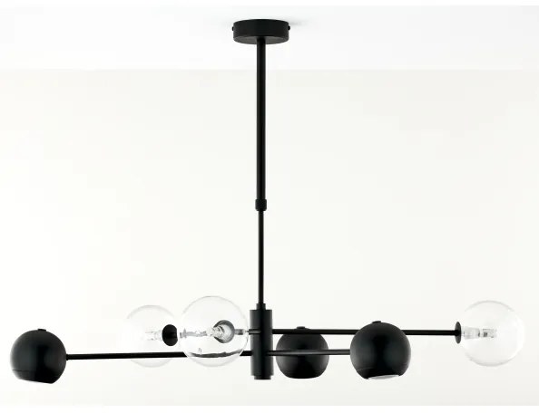 Lustră pe tijă Jupiter 1995 MOKA 3xGU10/10W/230V + 3xG9/10W/230V negru/transparent