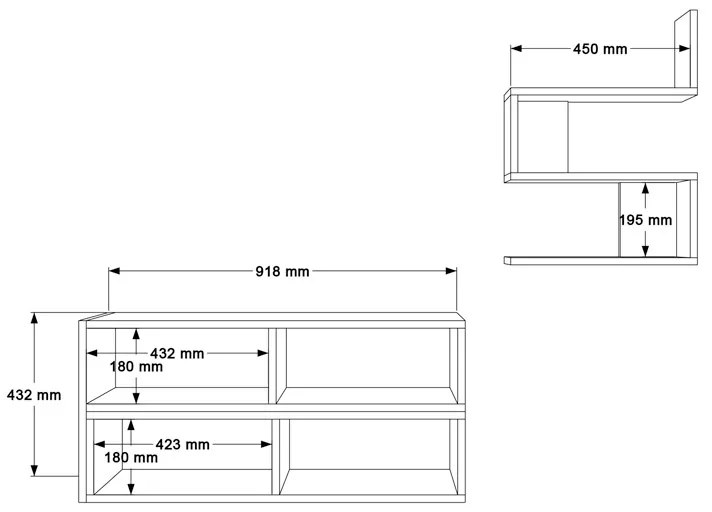 Set mobilier living Kakomo, Pako World, Alb, 170x29x43 cm