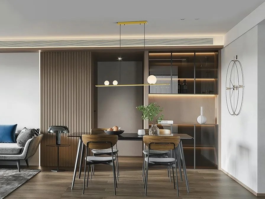 Lustra LED suspendata design modern Mila auriu