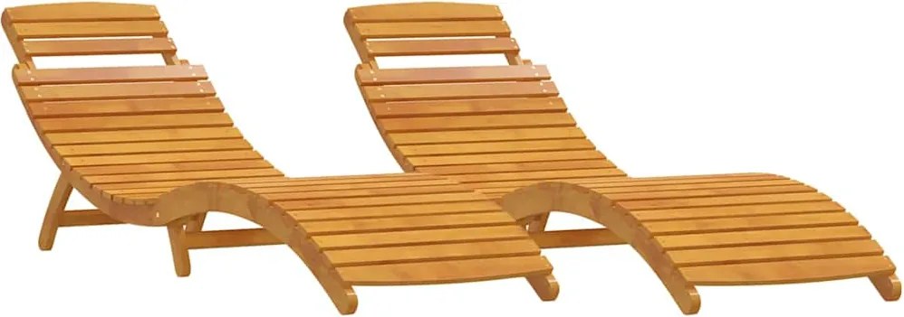 vidaXL Șezlong 2 pcs Maro 55 x 184 x 64cm Lemn Solid de Acacia