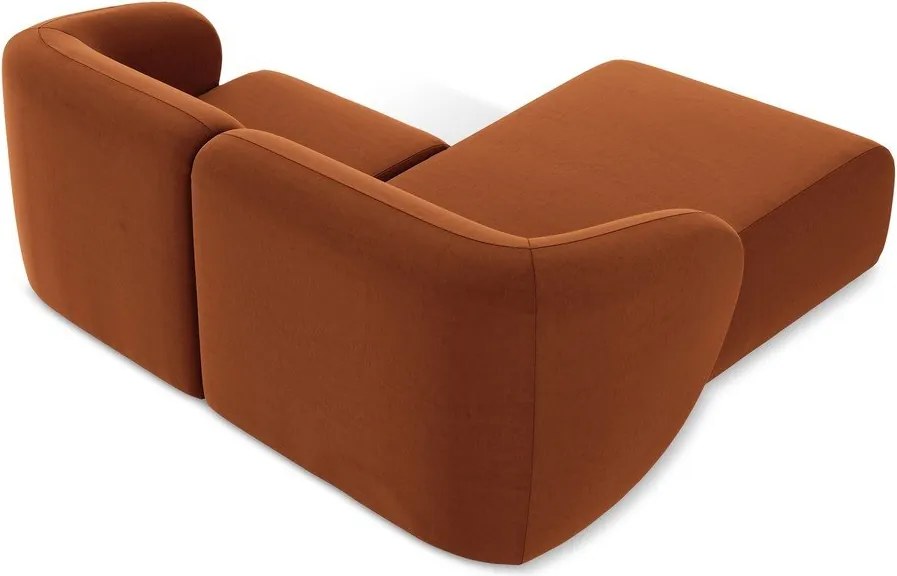 Colțar teracotă cu tapițerie din catifea (cu colț pe partea stângă/cu șezlong) Lani – Makamii