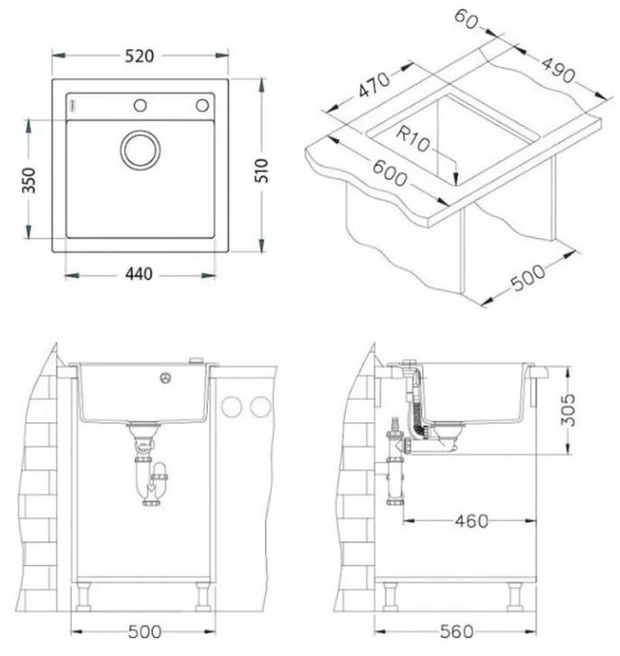 Chiuveta bucatarie compozit alb mat Alveus Formic 20 Alb mat