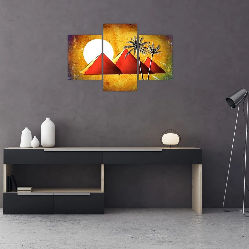 Tablou cu piramidele egiptene pictate (90x60 cm)