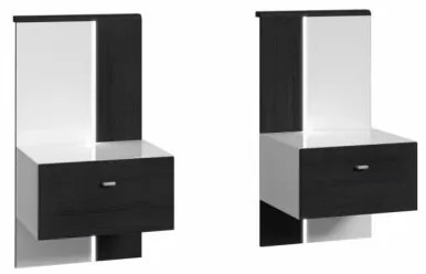Set 2 Noptiere Thelis, Stejar Negru Si Alb Super Lucios, 49.9 cm