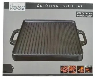 Placa grill BBQ față dublă 32x32cm, fonta Perfect Home 12970