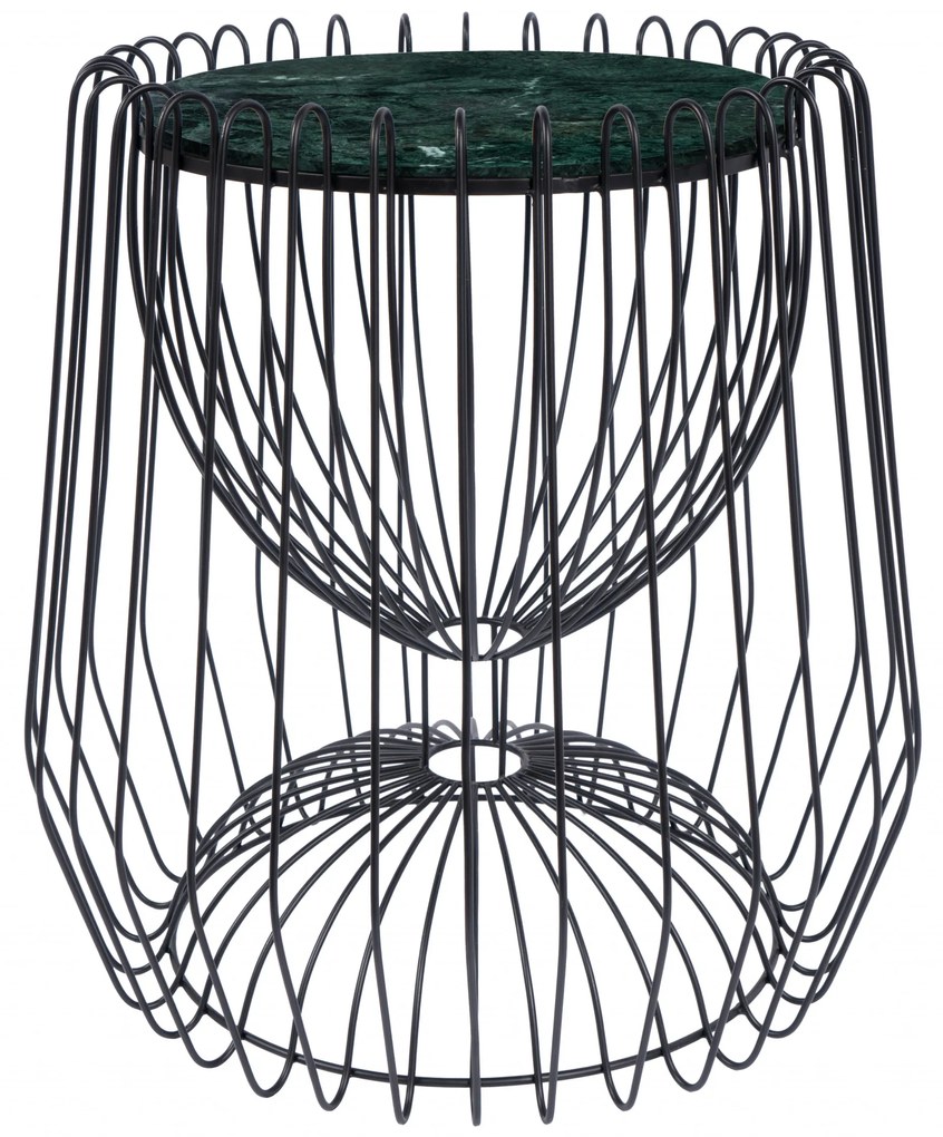 Masuta de cafea rotunda din marmura si fier 50x50x51 cm verde/negru