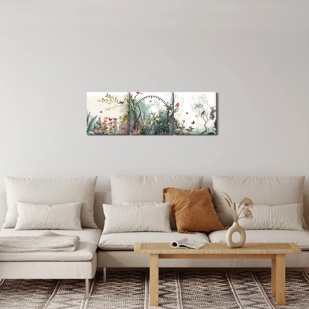 Tablou - Peisaj natural, acvariu (cu ceas) (90x30 cm)