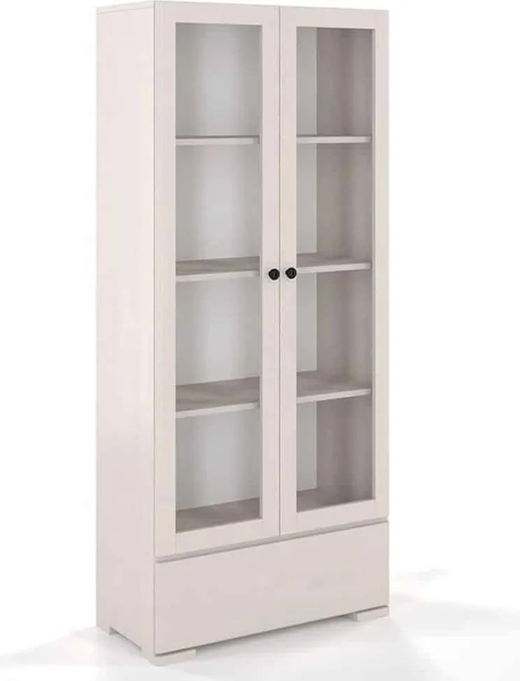 Vitrină lemn masiv TerraCraft Fag 1 Sertar, 80 × 38 × 182 cm - Natural