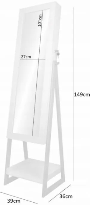 Brandy 01 Dulap de bijuterii cu oglinda + rafturi 5773-Alb - Modern