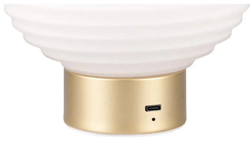 Veioză albă/aurie LED cu intensitate reglabilă cu abajur din sticlă (înălțime 14,5 cm) Earl – Reality