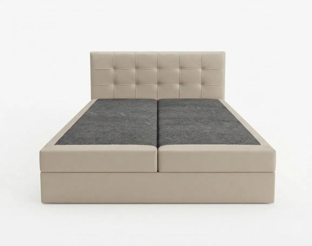 Pat tapițat tip boxspring DIRELIS TRINITY160x200 cm bej Saltea: Saltea cu arcuri Bonell