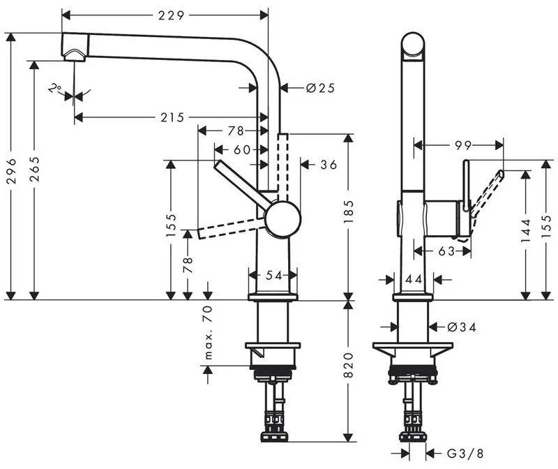 Baterie de bucatarie monocomanda, Hansgrohe, Talis M54 270, crom