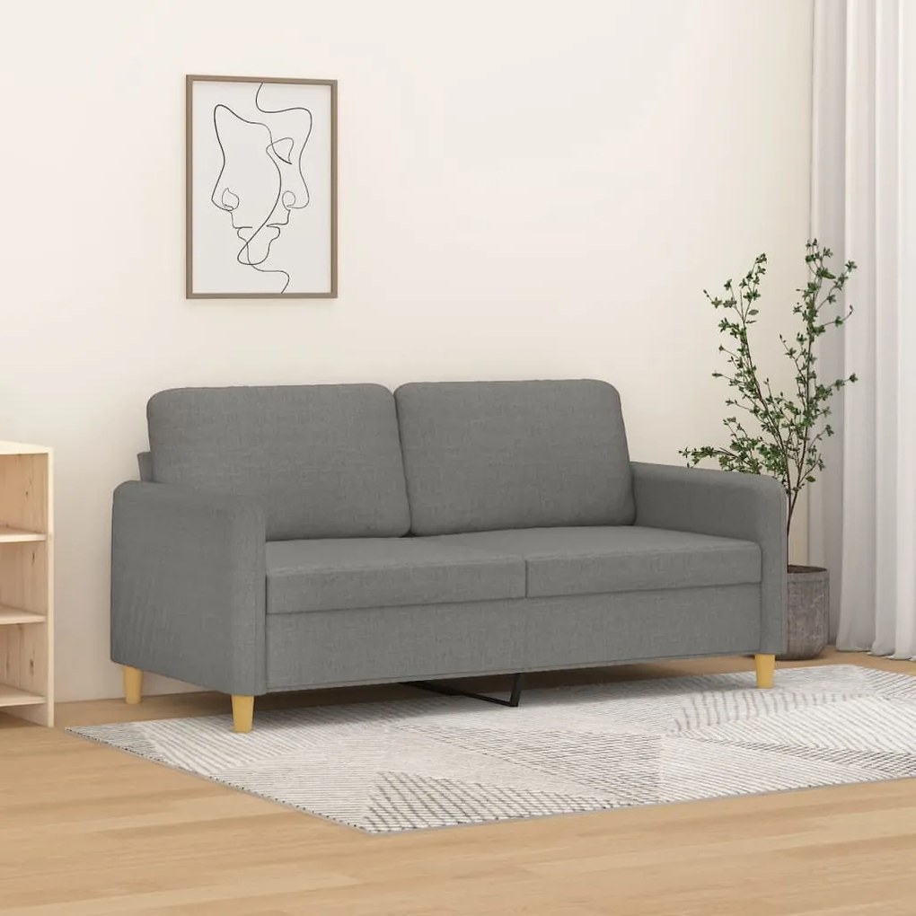 349090 vidaXL Canapea cu 2 locuri, gri închis, 140 cm, material textil