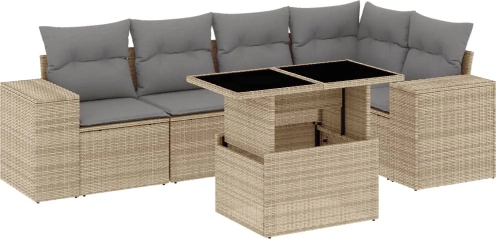 vidaXL Set canapele de grădină cu perne, 6 piese, bej, poliratan