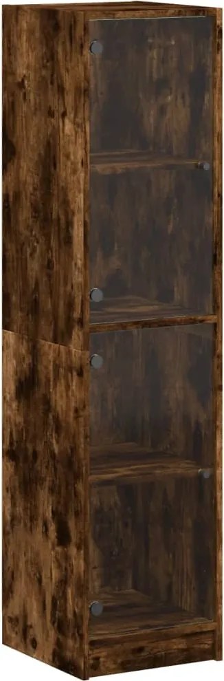 vidaXL Dulap cu uși din sticlă, stejar fumuriu, 35x37x142 cm