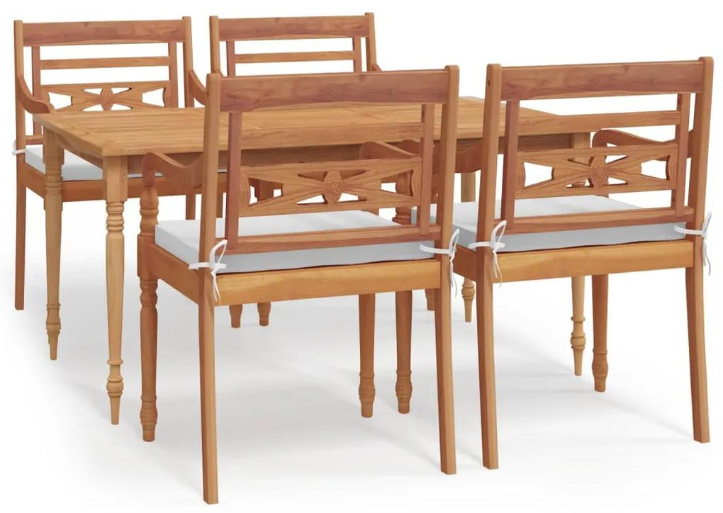 3100789 vidaXL Set mobilier de grădină cu perne, 5 piese, lemn masiv de tec
