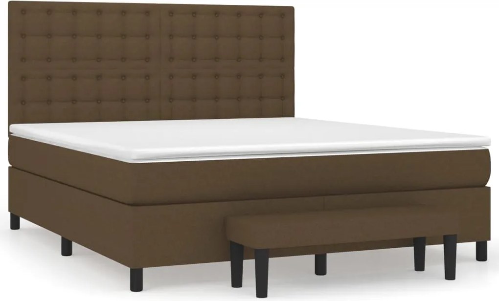 vidaXL Pat box spring cu saltea, maro închis, 160x200 cm, textil