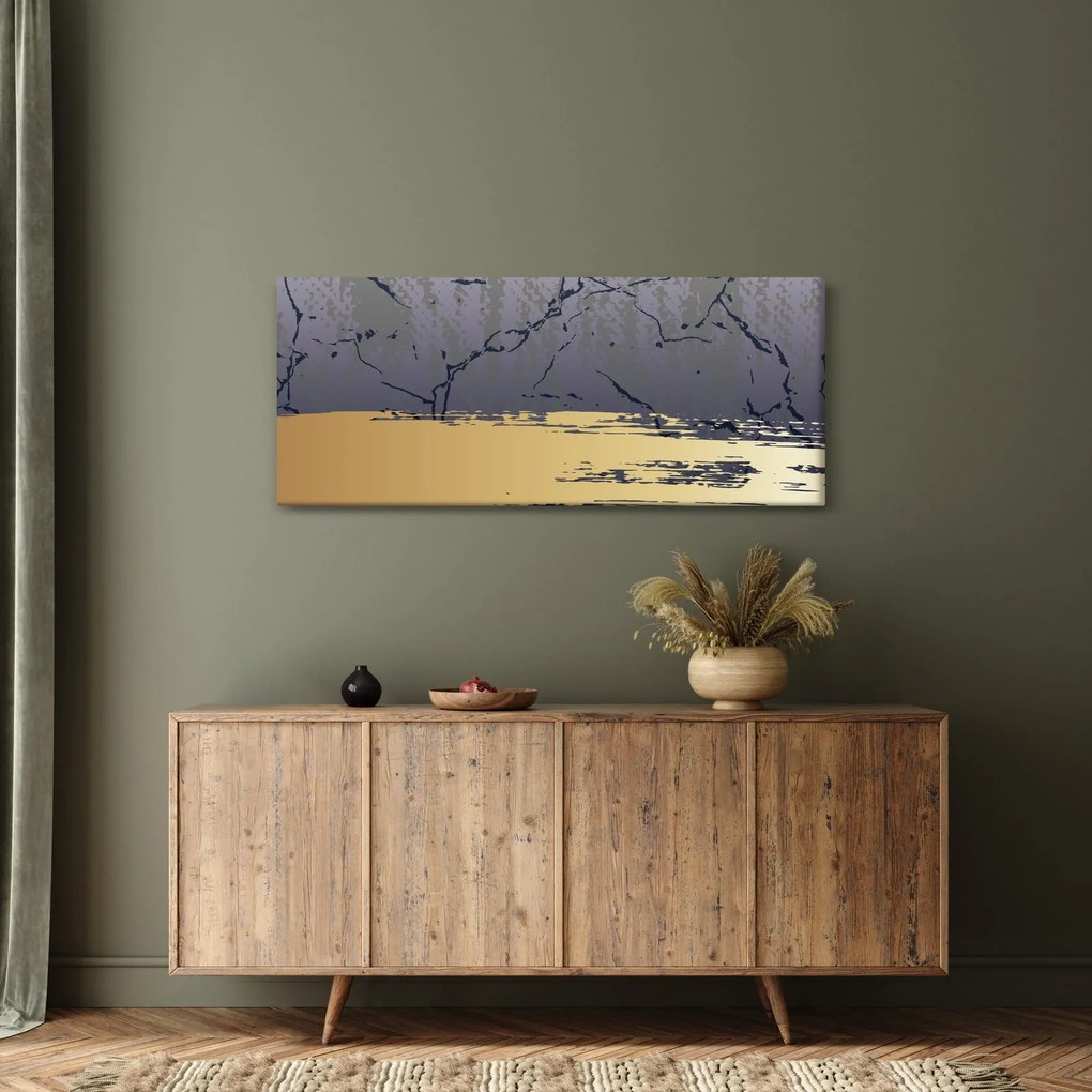 Tablou - Albastru și aur abstracție N⁰1 (120x50 cm)