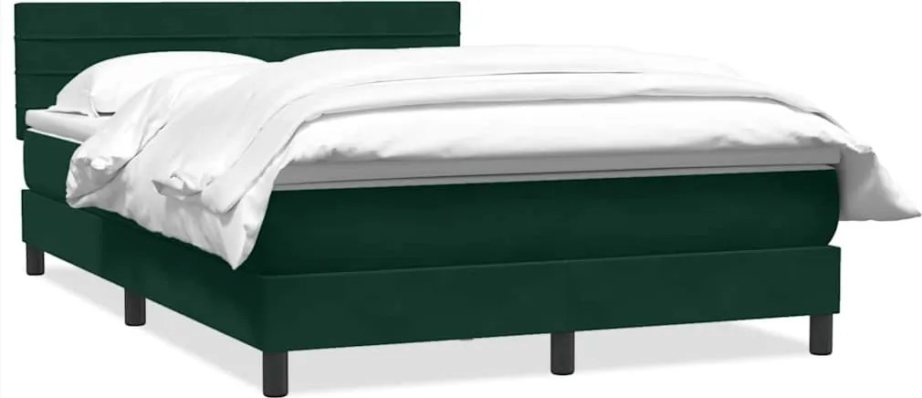 vidaXL Pat box spring cu saltea, verde închis, 160x220 cm, catifea