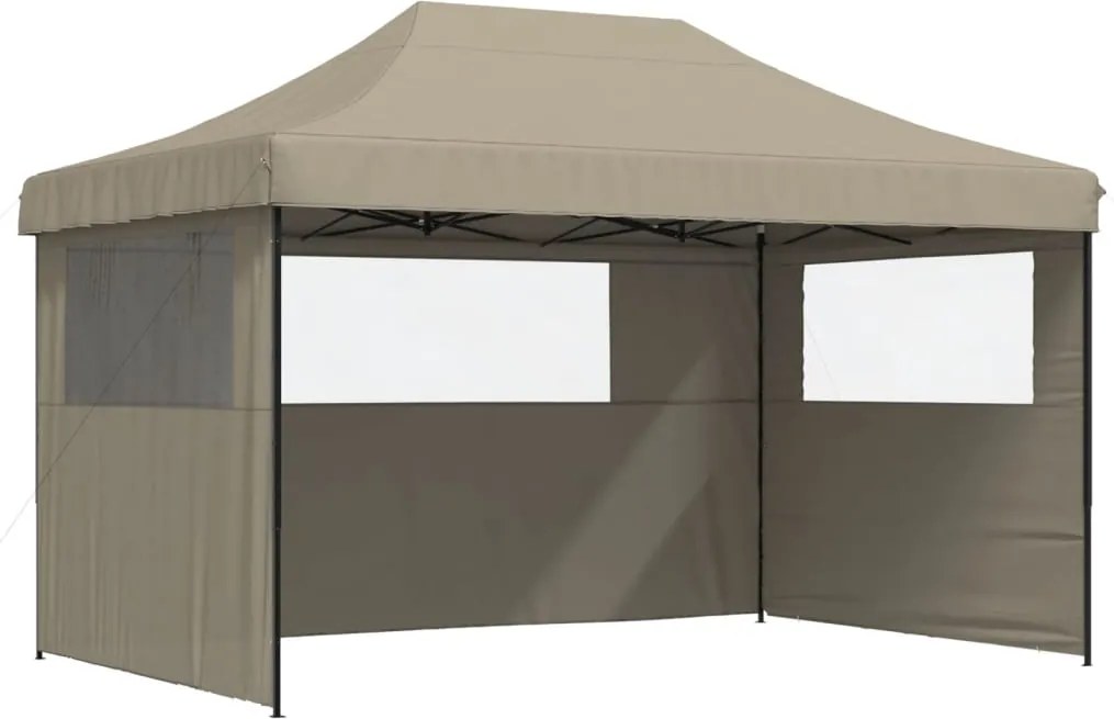 vidaXL Cort pliabil pentru petreceri cu 3 pereți laterali, gri taupe