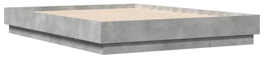 3209880 vidaXL Cadru de pat, gri beton, 135x190 cm, lemn prelucrat