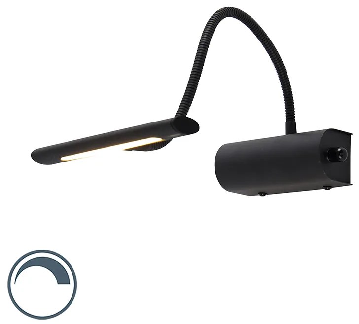 Aplică de perete de design neagră 18,5 cm incluzând LED cu dimmer - Tableau