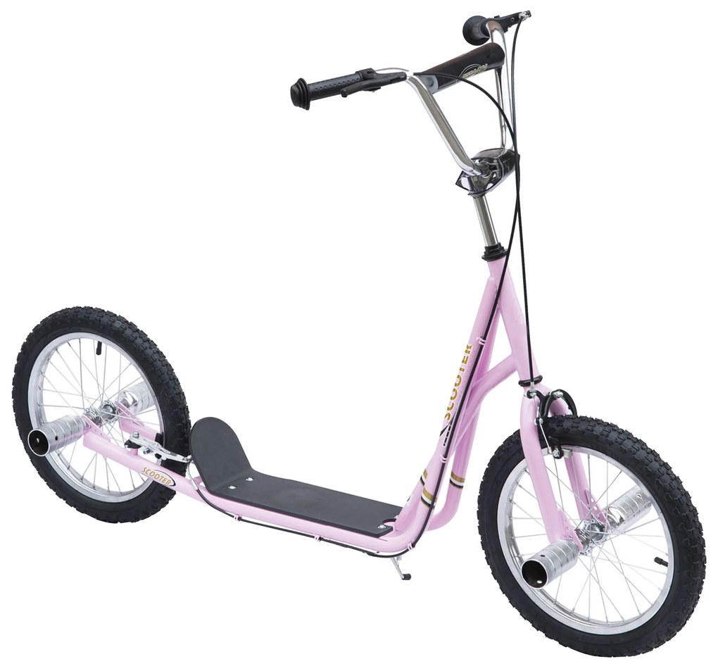 HOMCOM Trotinetă patinete Mari Roți pneumatice Ø 41 cm cu pegs Roz | Aosom Romania