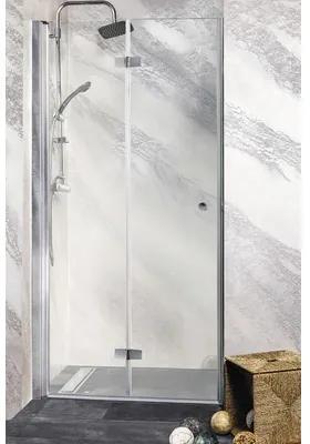 Ușă duș pliabilă Sanotechnik Sanoflex Duet, 85-87x195 cm, sticlă securizată transparentă, profil crom, stânga