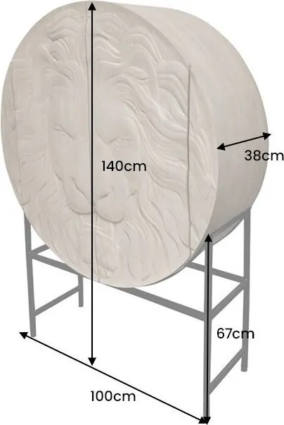 Bufet Elegant din Lemn de Mango, Albit, LION 140cm 3D