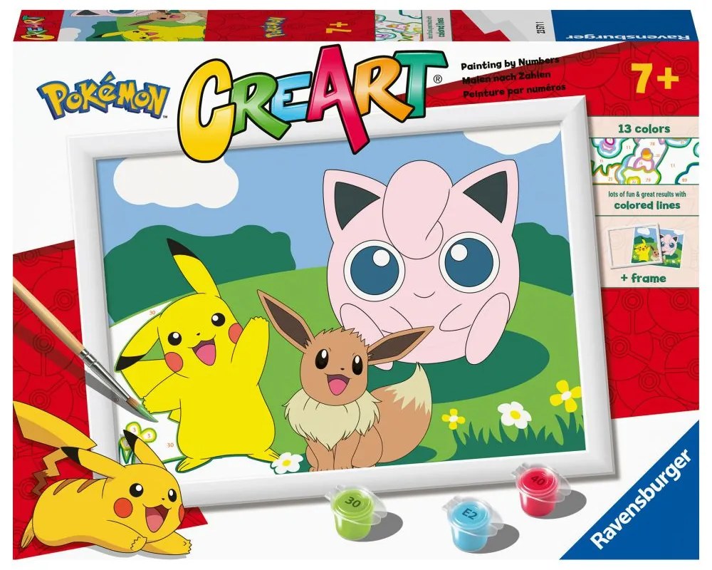CREART PICTURA PE NUMERE PENTRU COPII PERSONAJE POKEMON - RAVENSBURGER (RVSPBN23571)