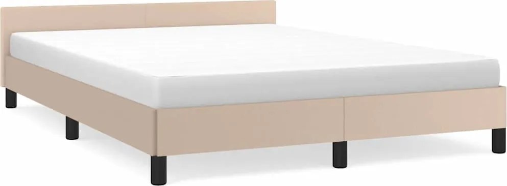 vidaXL Cadru de pat cu tăblie fără saltea, cappuccino, 140x190 cm