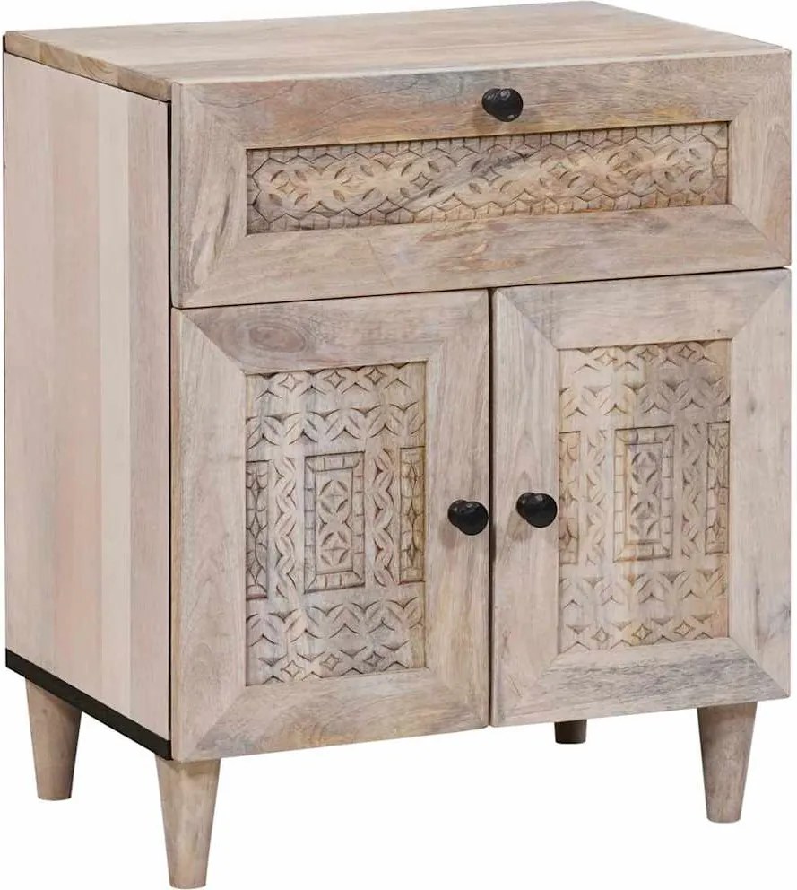 vidaXL Dulap de noapte cu ușă Bej 50 x 33 x 60 cm Lemn masiv de acacia