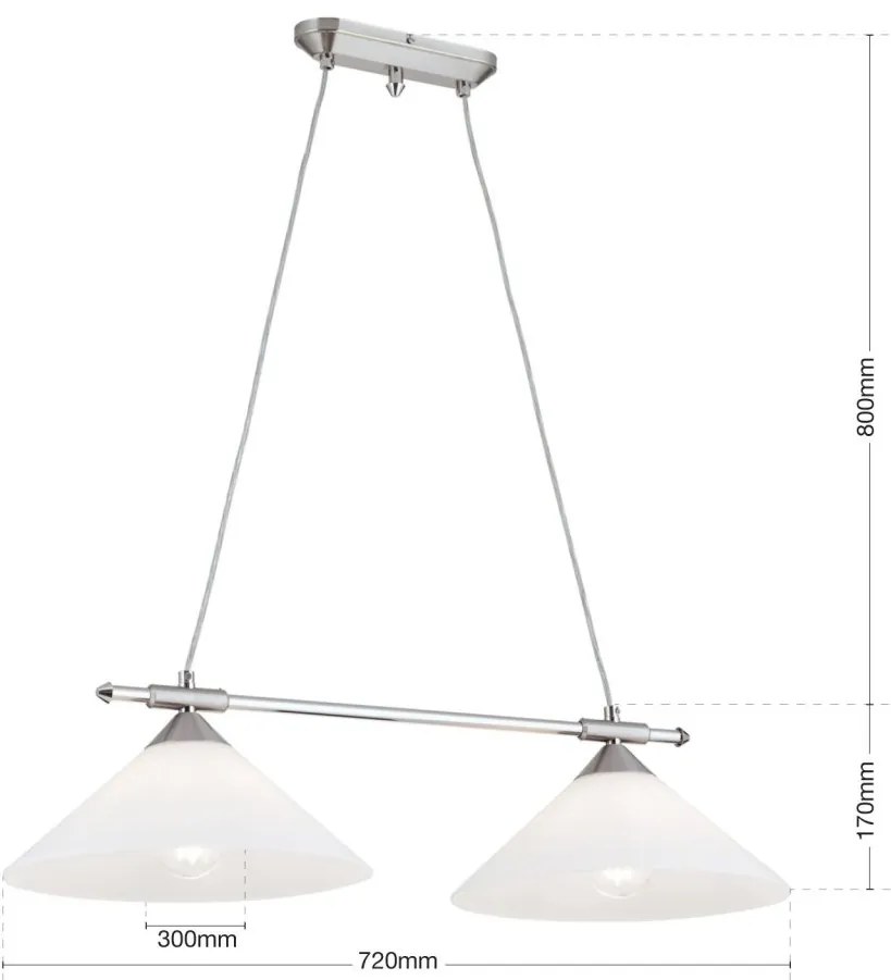 Lustra, Pendul realizat manual ARTDESIGN 2L, crom satinat/ alb opac