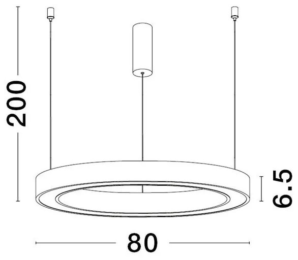 Lustra LED design circular ELOWEN negru, diametru 80cm