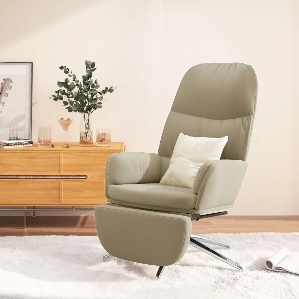 3097383 vidaXL Scaun relaxare cu taburet, gri deschis, imitație piele întoarsă